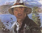 Lovis Corinth Self-Portrait with Straw Hat (mk09) oil painting